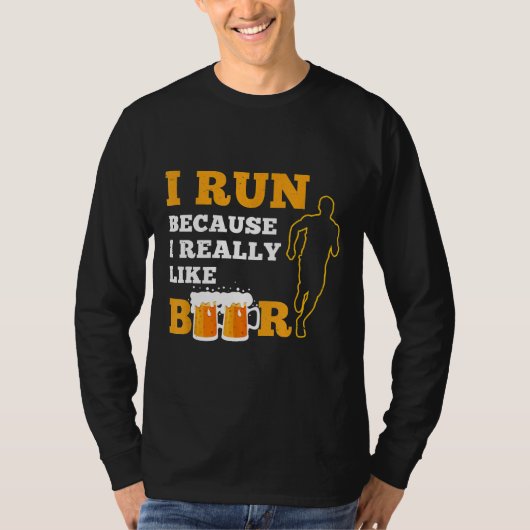 Ik ren omdat ik heel graag bier Drink runner G T-shirt (Voorkant)