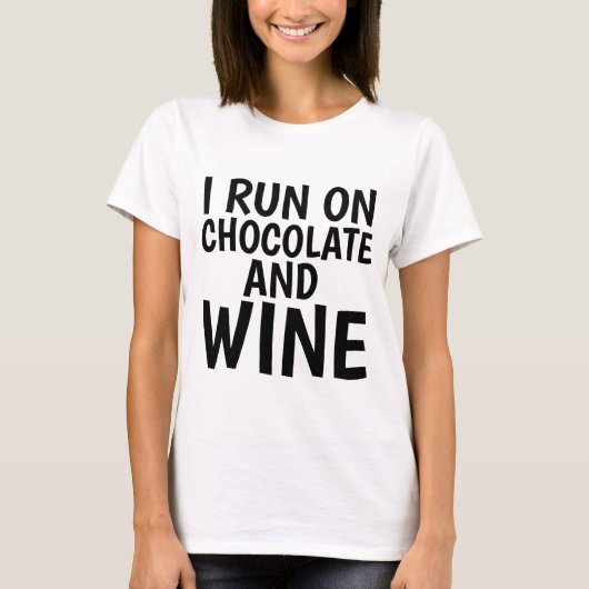 IK REN OP CHOCOLADE EN WIJN T-shirts (Voorkant)