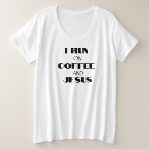IK REN OP COFFIE EN JESUS GROTE MAAT T-SHIRT