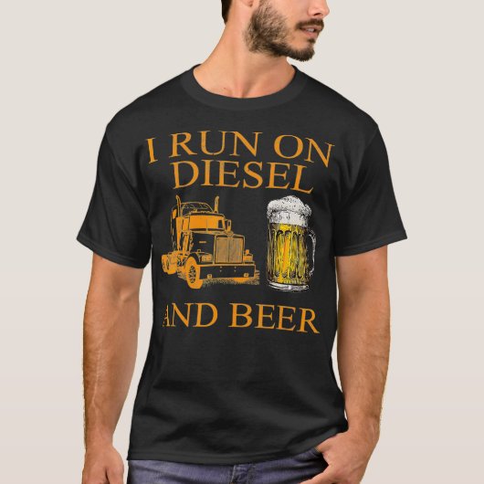Ik ren op Diesel- en Beer-vrachtwagenchauffeur Dri T-shirt (Voorkant)