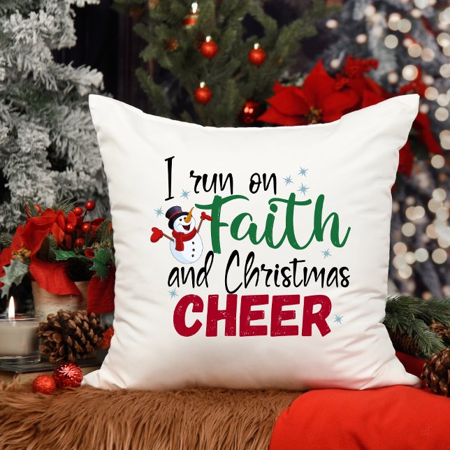 Ik ren op Faith en Christmas Cheer Inspirerend Kussen (Creator heeft geüpload)