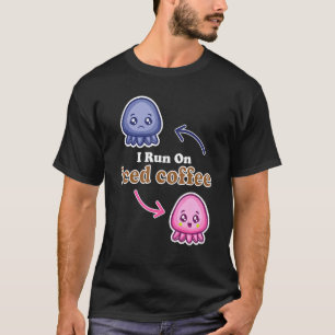Ik ren op ijskoffie schattige omkeerbare octopus k t-shirt