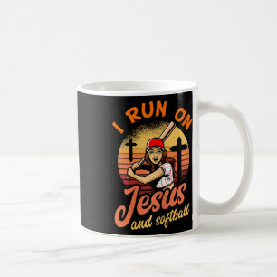 Ik ren op Jesus en softbal Christelijke speler cad Koffiemok