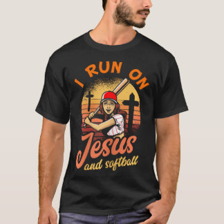 Ik ren op Jesus en softbal Shirt Christelijke spel
