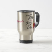 Ik ren op Jezus, Chaos en Coffee Travel Mug. Reisbeker (Voorkant rechts)