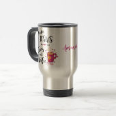 Ik ren op Jezus, Chaos en Coffee Travel Mug. Reisbeker (Voorkant links)