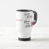 Ik ren op Jezus, Chaos en Coffee Travel Mug. Reisbeker (Voorkant rechts)
