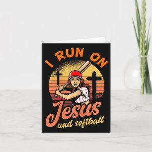 Ik ren op Jezus en softbal Christelijk speler cade Kaart