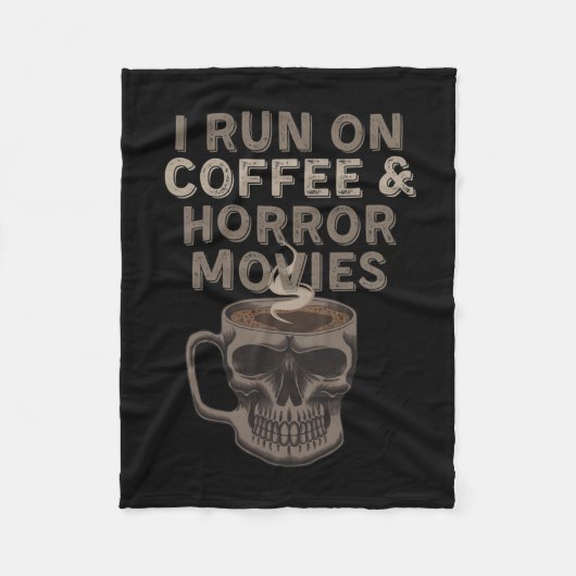 Ik ren op koffie en horrorfilms schedel Halloween Fleece Deken (Voorkant)