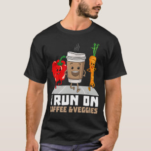 Ik ren op koffie groenten vegetarisch veganistisch t-shirt