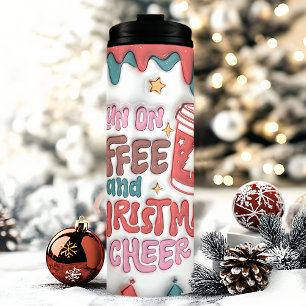 Ik ren op Koffie Kerstmis Cheer 3D Opgeblazen Puff Thermosbeker