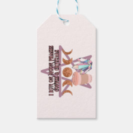 Ik ren op maanfasen, koffie en kristallen cadeaulabel