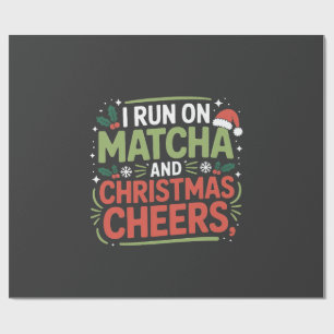 Ik ren op Matcha en Christmas Cheers Groene Drink Cadeaupapier