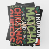 Ik ren op Matcha en Christmas Cheers Groene Drink Inpakpapier Vel (In situ)