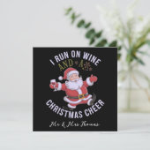 Ik ren op wijn en kerstjuichen kaart (Staand voorkant)