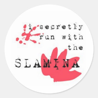 Ik ren stiekem met de SLAMINA Ronde Sticker