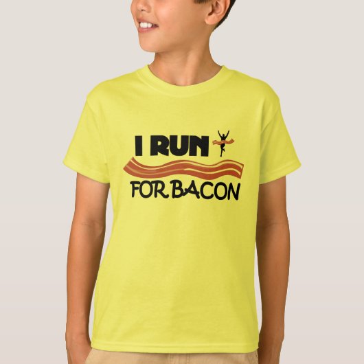 Ik ren voor Bacon - grappig Shirt voor kinderen (Voorkant)