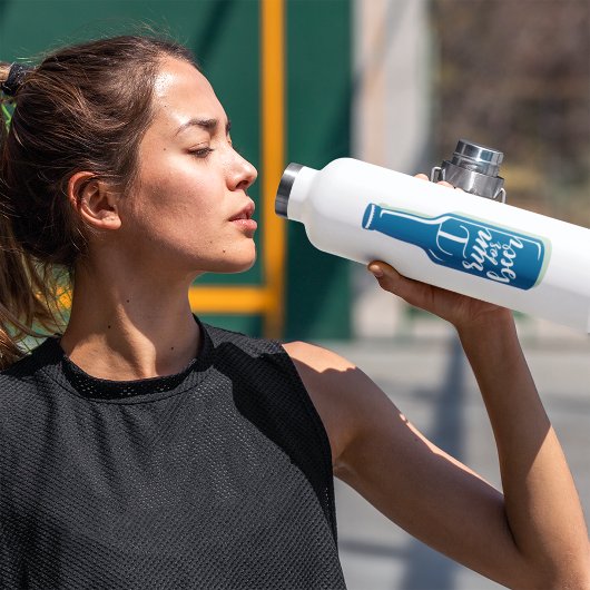 Ik ren voor Beer Fitness Humor Blue Beer Waterfles