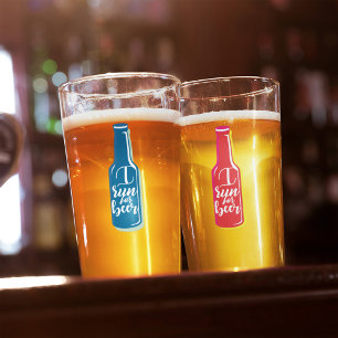 Ik ren voor Beer Fitness Humor Blue Bottle Glas