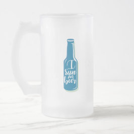 Ik ren voor Beer Fitness Humor Blue Bottle Matglas Bierpul