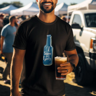 Ik ren voor Beer Fitness Humor Blue Bottle T-shirt
