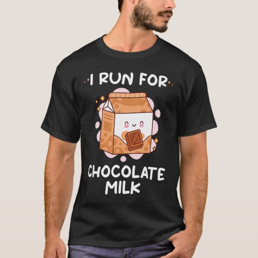 Ik ren voor chocolade-melketen t-shirt (Voorkant)