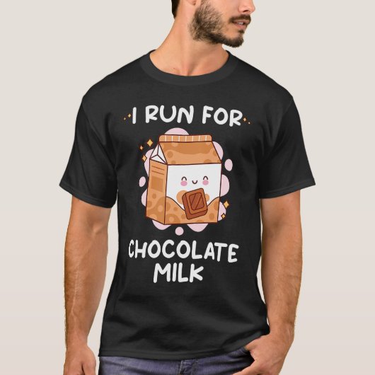 Ik ren voor chocolade-melketen t-shirt (Voorkant)