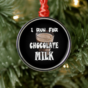 Ik ren voor Chocolademelk Hardlopen Metalen Ornament