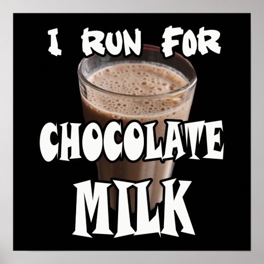 Ik ren voor Chocolademelk Hardlopen Poster (Voorkant)