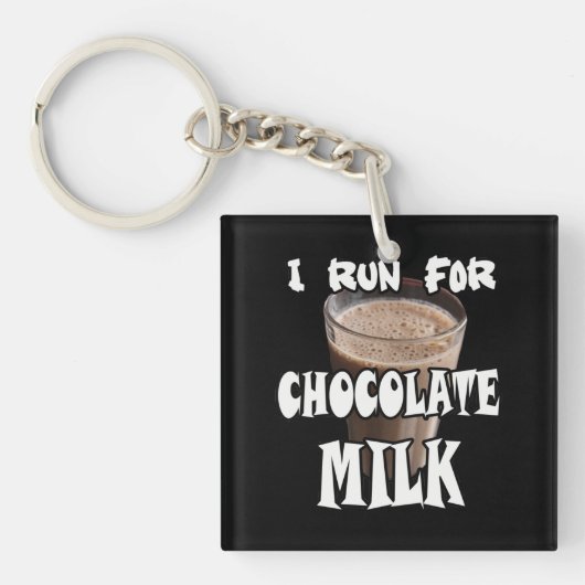 Ik Ren voor Chocolademelk Hardlopen Sleutelhanger (Voorkant)