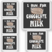 Ik ren voor Chocolademelk Hardlopen Sticker (Voorkant)