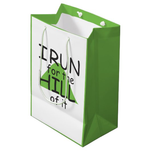 Ik ren voor de heuvel © - Grapje Runner Gift Bag Medium Cadeauzakje (Voorkant Gekanteld)