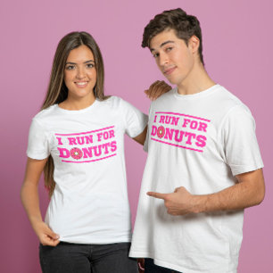 Ik ren voor donuts roze Grappig citaat over hardlo T-shirt