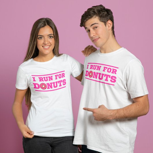 Ik ren voor donuts roze Grappig citaat over hardlo T-shirt