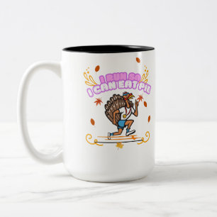 Ik ren zodat ik taart kan eten Turkey Trot hardlop Tweekleurige Koffiemok