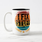 Ik repareer dingen en ik weet dingen! Gepersonalis Tweekleurige Koffiemok (Links)