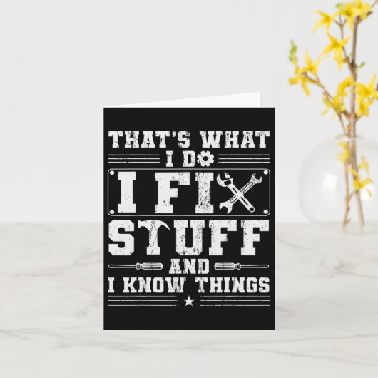 Ik repareer dingen en ik weet dingen monteur papa  kaart (Gele Bloem)