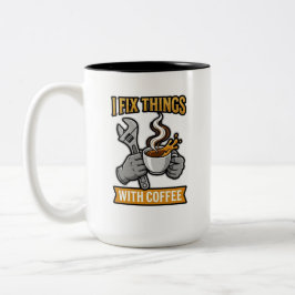 Ik Repareer Dingen Met Koffie Monteur Cadeau Tweekleurige Koffiemok