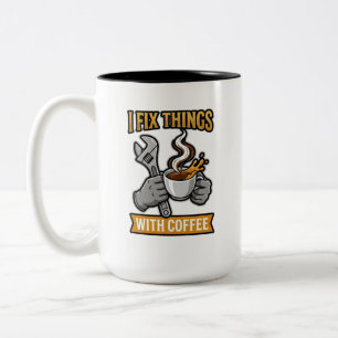 Ik Repareer Dingen Met Koffie Monteur Cadeau Tweekleurige Koffiemok