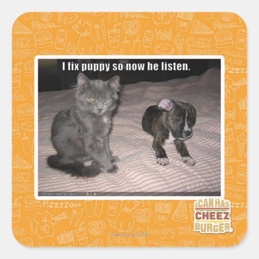 Ik repareer puppy vierkante sticker (Voorkant)