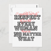 Ik respecteer alle vrouwen volledig briefkaart (Voorkant / Achterkant)