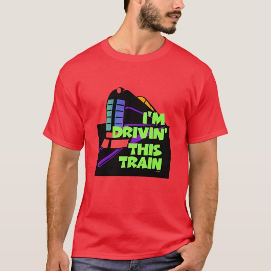 Ik rij deze trein heren rood t-shirt (Voorkant)