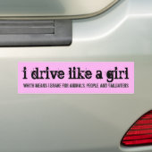 ik rijd als een meisje bumpersticker (Op auto)