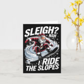 Ik rijd de pistes Santa snowboarder Kerstmis sneeu Kaart (Gele Bloem)
