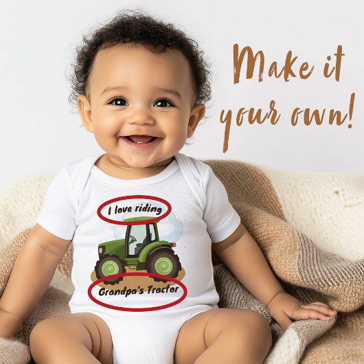 Ik rijd graag op papa's tractor romper