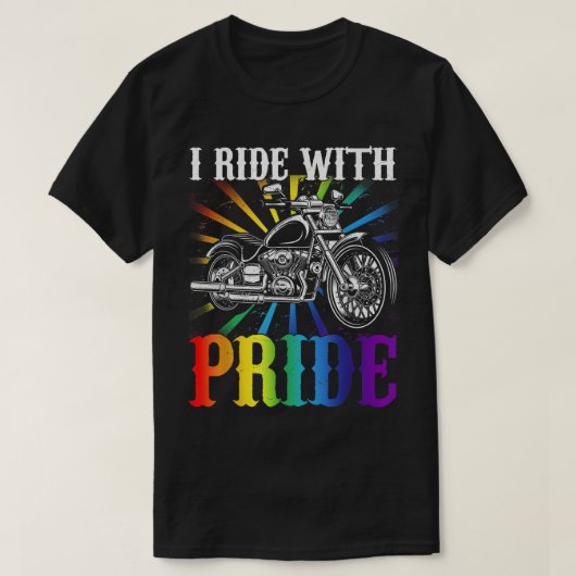 Ik rijd met trots, homoseksuele fietser, regenboog t-shirt (Design voorkant)