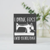 Ik rijd snel en blootsvoets grappig briefkaart (Staand voorkant)