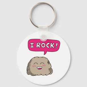 Ik Rock, Schattige Cartoon Rots Humor Sleutelhanger