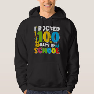 Ik Rockte 100 Dagen School Gitaar Muziek Hoodie