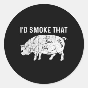 Ik rook dat grillen vlees bbq roker vader's dag ronde sticker